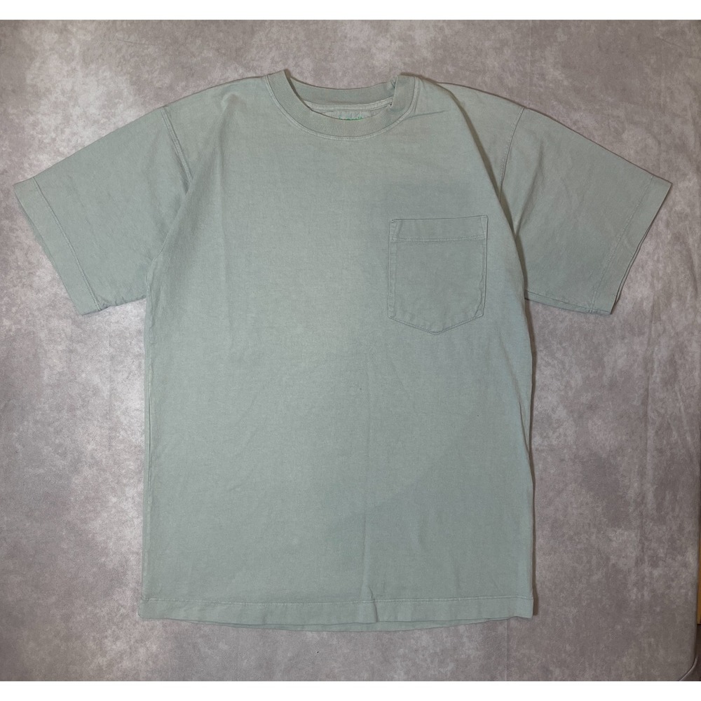 VINTAGE Blank Shirt Mens Medium Mint Green Plain Tee Casual Basic USA Made